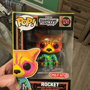 Funko Pop Rocket Figure with Pink and Orange Accents
